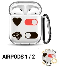 Прозрачный чехол для наушников Apple AirPods 1 / 2 с 3D принтом "Brain Off"