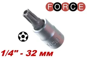 Головка-бита 1/4" 5-лучевая звезда с отверстием ТS25 FORCE 32F3225