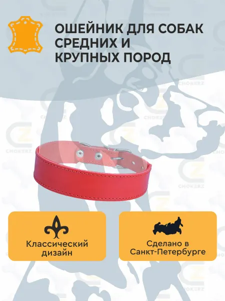 CHOKERZ Ошейник для собак средних пород кожаный