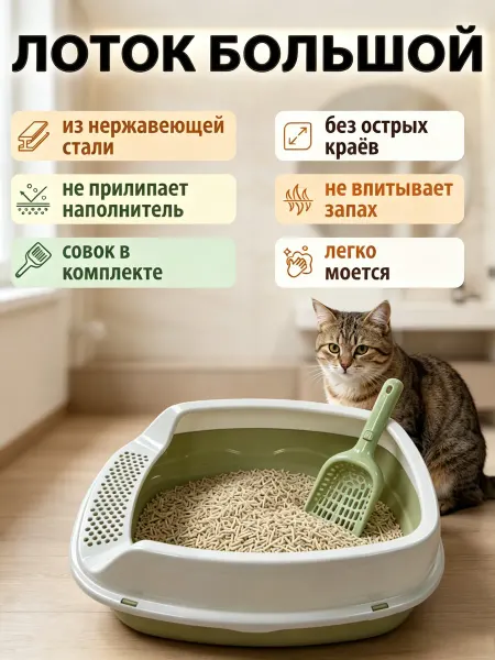 MAO CHONG Лоток для кошек большой с высоким бортиком