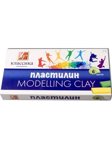 Пластилин классический 6 цветов, набор 10 упаковок