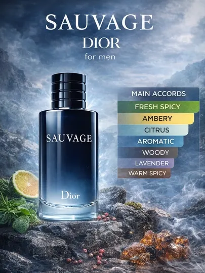 Духи мужские Christian Dior Sauvage, мужской парфюм летние и осенние малиновые духи