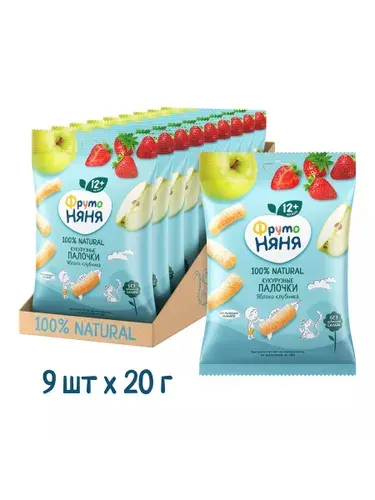 Кукурузные палочки ФрутоНяня с яблоком и клубникой с 12 месяцев 20 г 2 шт