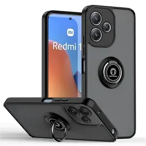 Накладка пластик матовый с кольцом и окантовкой для Xiaomi Redmi 13 4G черный