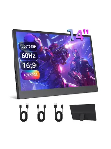 BYONE 14" Монитор ZL14, TN, 1366x768 HD, 60 Гц, черный