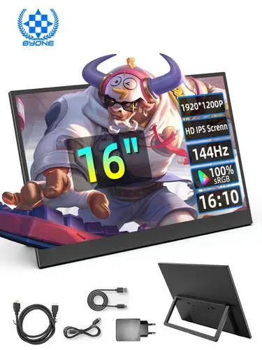 BYONE 16.6" Монитор ZJ16-144Hz (ZJ16-144Hz), IPS, 1920x1200 WUXGA, 144 Гц, черный