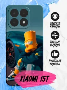 Силиконовый чехол для Xiaomi 15T (Сяоми 15Т) силиконовый, черный, с принтом