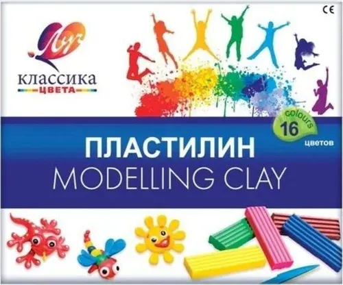 Пластилин классический Луч Классика, 16 цветов, со стеком, 320 г