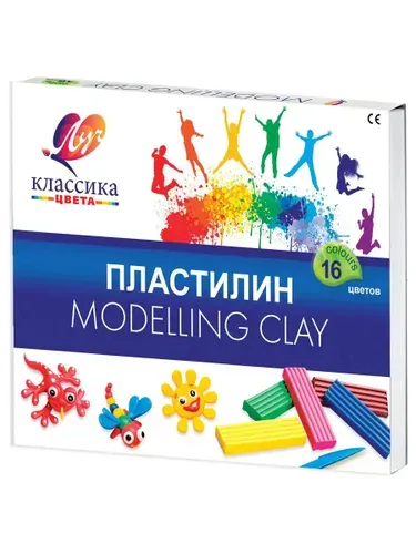 Пластилин классический 16 цветов, набор 4 упаковки