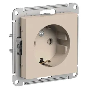 3 шт. Systeme Electric AtlasDesign Песочный, Розетка c заземлением со шторками, 16А, механизм, ATN001245