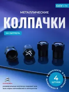 Колпачки на ниппель авто Citroen, велосипеда металлические, 4 шт