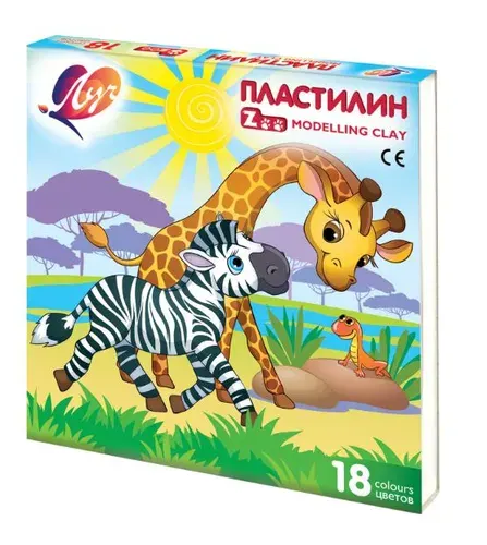 Пластилин классический ЛУЧ "Zoo", 18 цветов, 243 г, картонная коробка (1 штука)