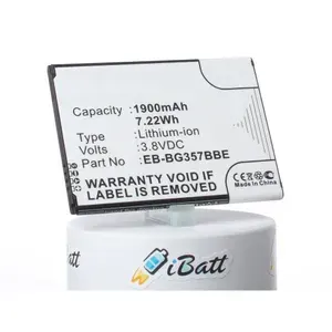 Аккумуляторная батарея iBatt 1900mAh для телефона Samsung Galaxy Ace 4 LTE (EB-BG357BBE)