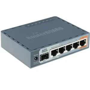 Роутер MikroTik RB760iGS гигабитный, 3xRJ45 1Гбит/с, 1xRJ45+PoE IN, 1xRJ45+PoE OUT, 1xSFP, 1xUSB, 1xMicroSD
