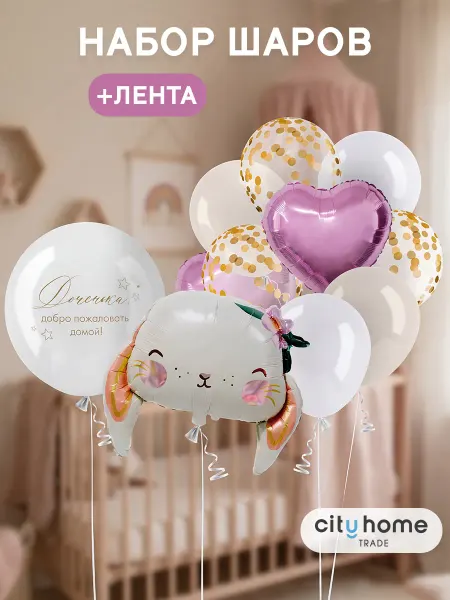 Cityhometrade Воздушные шары набор на выписку 16 шт