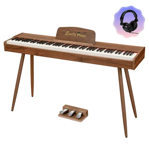 EMILY PIANO D-47 Walnut Цифровое фортепиано, цвет - орех, в комплекте: ножки, три педали и наушники BEHRINGER HC 200
