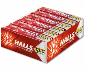 Карамель леденцовая HALLS c кофеином, витамином В6 и вкусом колы Набор 12шт. по 25 г. Холс