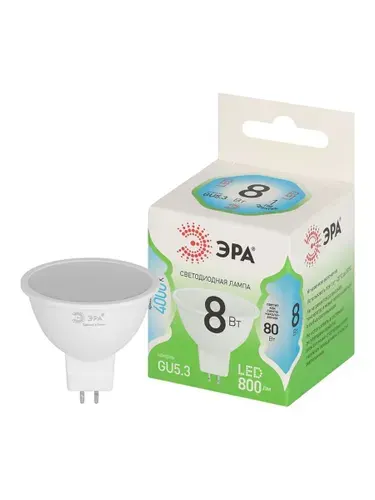 Лампочка светодиодная ЭРА GREEN LINE Б0067084 LED MR16-8W-840-GU5.3 GL GU5.3 8 Вт софит яркий белый свет