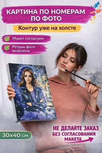 Картина по номерам по фото 30х40 см. на подрамнике. Раскраска по номерам по фотографии на заказ.