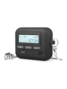 Чехол Elago Unique Pager Hang для беспроводных наушников Airpods 4 силиконовый в виде пейджера с цепочкой с зажимом, черный