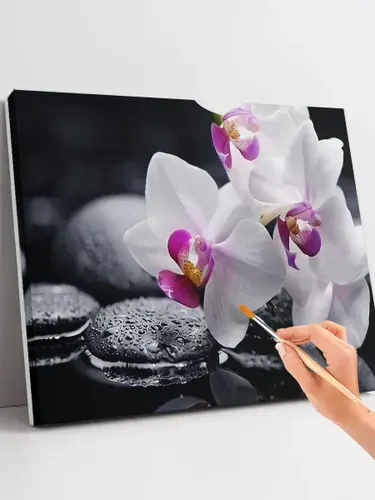 Картина по номерам на холсте 40 x 50 "Орхидеи на камнях"