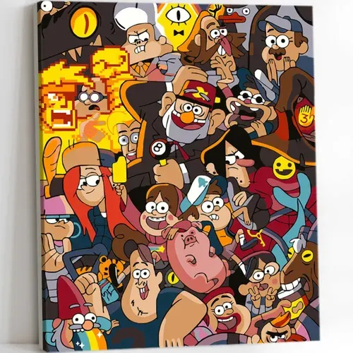 Картина по номерам на холсте с подрамником 40х50 "Герои Гравити Фолз Gravity Falls"
