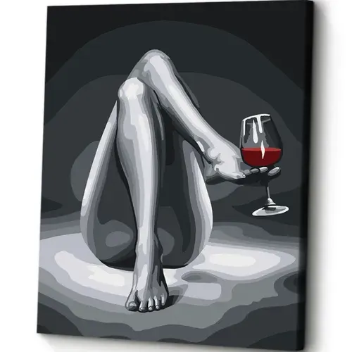 Картина по номерам на холсте с подрамником 40х50 "Бокал вина"