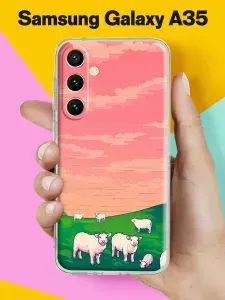 Силиконовый чехол на Samsung A35 5G Овечки на лугу для Самсунг А35 5G