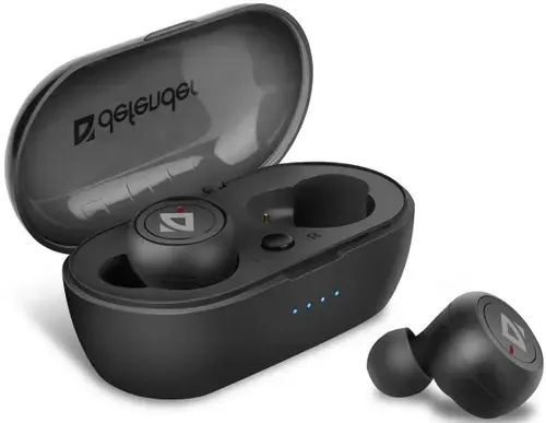 Наушники беспроводные Defender Twins 638, TWS, Bluetooth, вкладыши, кейс, черные (63638)