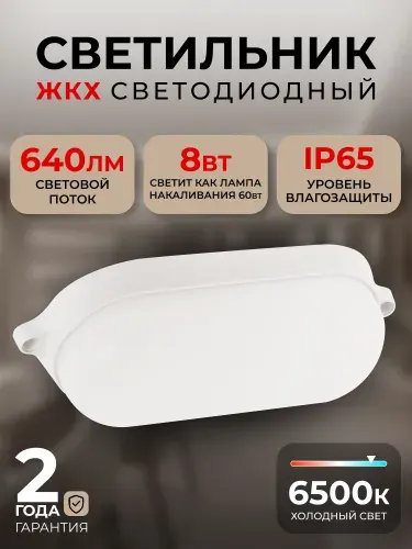 Cветодиодный светильник BT овал 8Вт/6500K/IP65 (SBL-BT8-65)