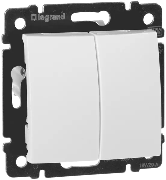 Выключатель Legrand Valena 774405, двухклавишный, скрытая установка, белый