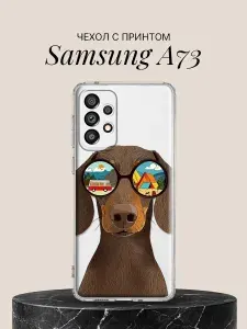 Чехол на Samsung A73 с принтом Такса-путешественник