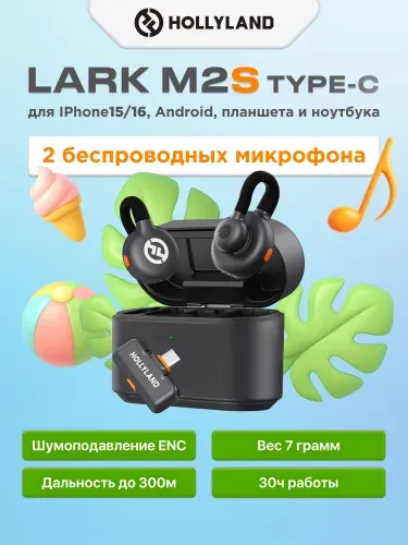 Радиосистема Hollyland Lark M2S Type-C, микрофон петличный беспроводной для телефона Android и iPhone, набор Type-C