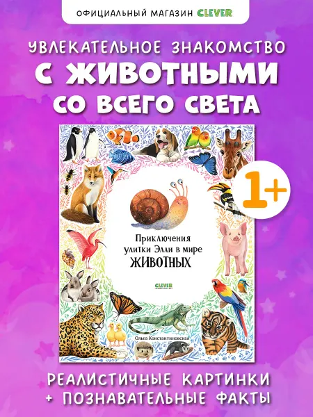 Издательство CLEVER Приключения улитки Элли в мире животных. Фотокнига для детей