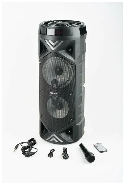 Портативная колонка BT SPEAKER ZQS-6201 Bluetooth, с микрофоном, радио, MP3, пультом, с подсветкой