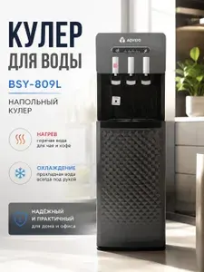 Кулер для воды напольный с охлаждением и нагревом BSY-809L черно-серый