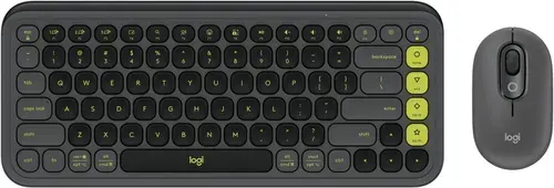Клавиатура+мышь беспроводная LOGITECH Pop Icon Combo графитовый-зеленый