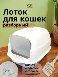 Лоток для кошек закрытый большой домик с бортами COST-CW8016