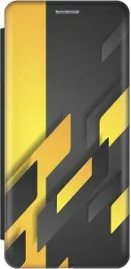 Чехол-книжка на Xiaomi Poco F3 / Сяоми Поко Ф3 с принтом "Черно-желтая абстракция" черный