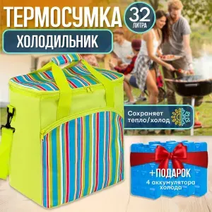 Термосумка для еды Green Glade P1632, изотермическая сумка холодильник для ланч бокса и пикника 32 л