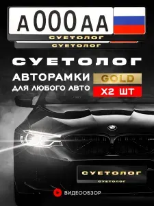 Рамки автомобильные Grix для госномеров с надписью "Суетолог (хром)" 2 шт. в комплекте