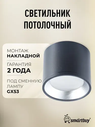 Светильник потолочный / Спот TS TS2005 накладной под лампу GX53 (SBL-TS2005-GX53-bs), черный; серебристый