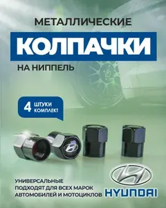 Колпачки на ниппель авто Hyundai/Хёндай, велосипеда металлические