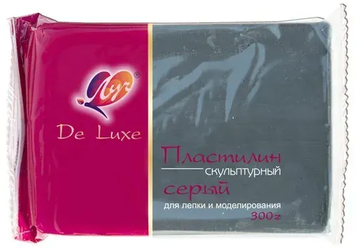 Пластилин скульптурный Луч серый De Luxe 300гр