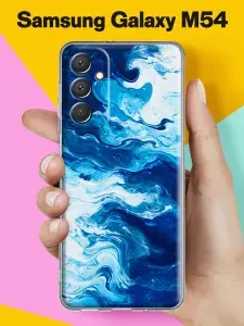 Силиконовый чехол на Samsung M54 Синие волны для Самсунг М54