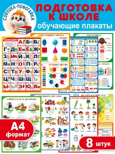 Набор обучающих плакатов для начальной школы А4 8 шт