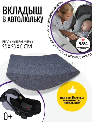 Подушка вкладыш анатомическая в автокресло автолюльку белый