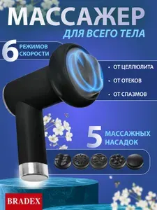 Массажер для тела электрический антицеллюлитный перкуссионный вибрационный с насадками