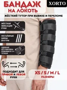 Бандаж локтя с металлическими шинами, ортез на локтевой сустав разъемный, фиксатор на локоть с металлическими пластинами, тутор замена гипсу