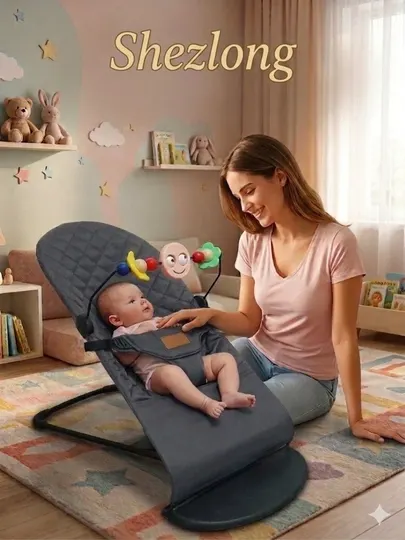 Шезлонг для детей, детская кроватка, качалка, с игрушками
